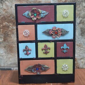 Multi Color 9 Drawer Wood Cabinet Small Chest Box Desk Organizer